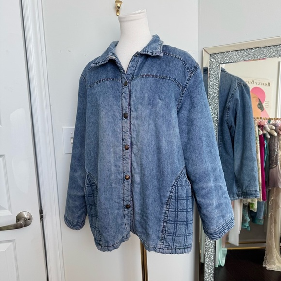 Y2K vintage Denim Button-Up Women's Jacket coastal cowgirl xxxl western - Picture 2 of 10